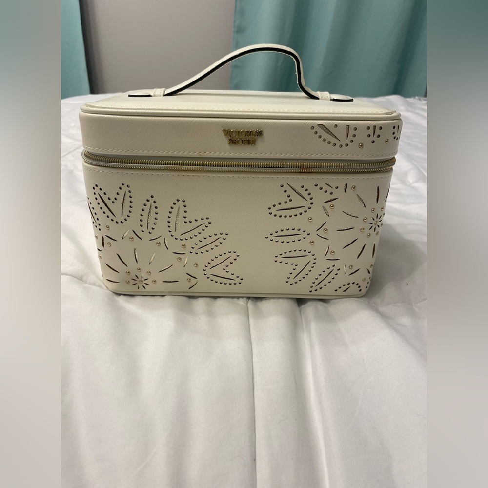 Victoria's Secret White Laser-Cut Cosmetic Bag